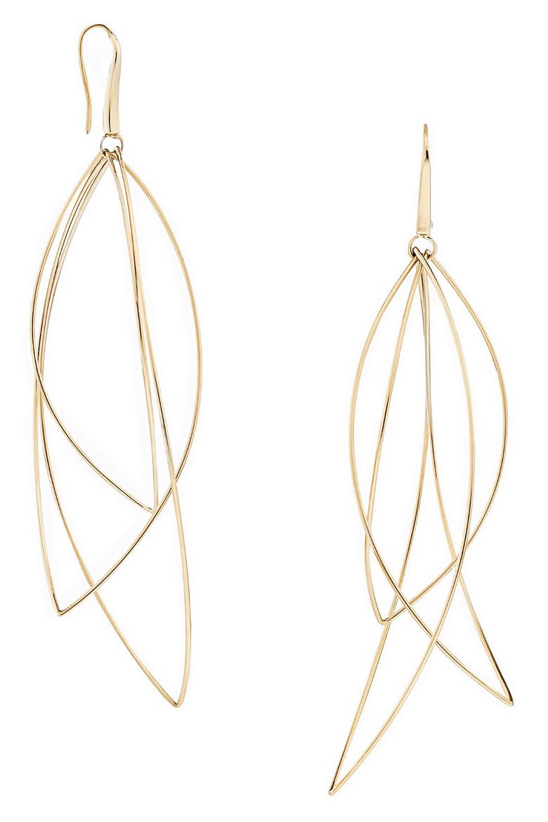 14K Gold Multicurved Marquise Earrings, Main, color, YELLOW