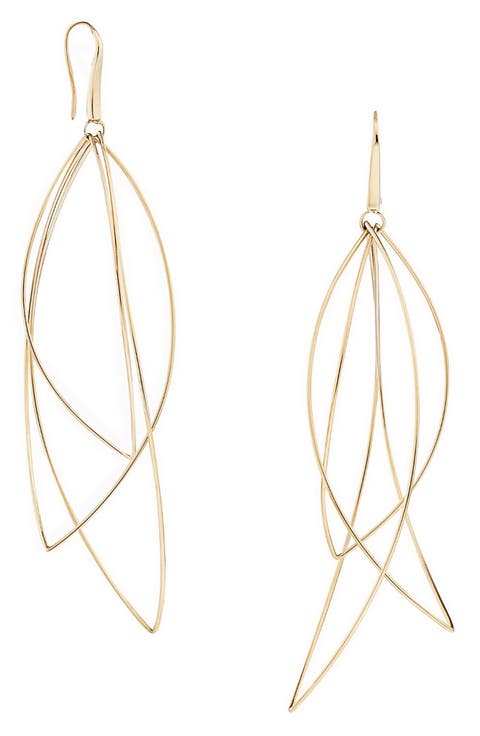 14K Gold Multicurved Marquise Earrings