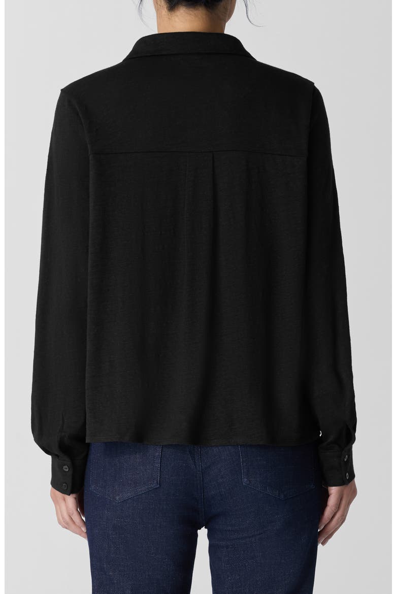 Classic Slim Fit Organic Linen Button-Up Shirt, Alternate, color, BLACK