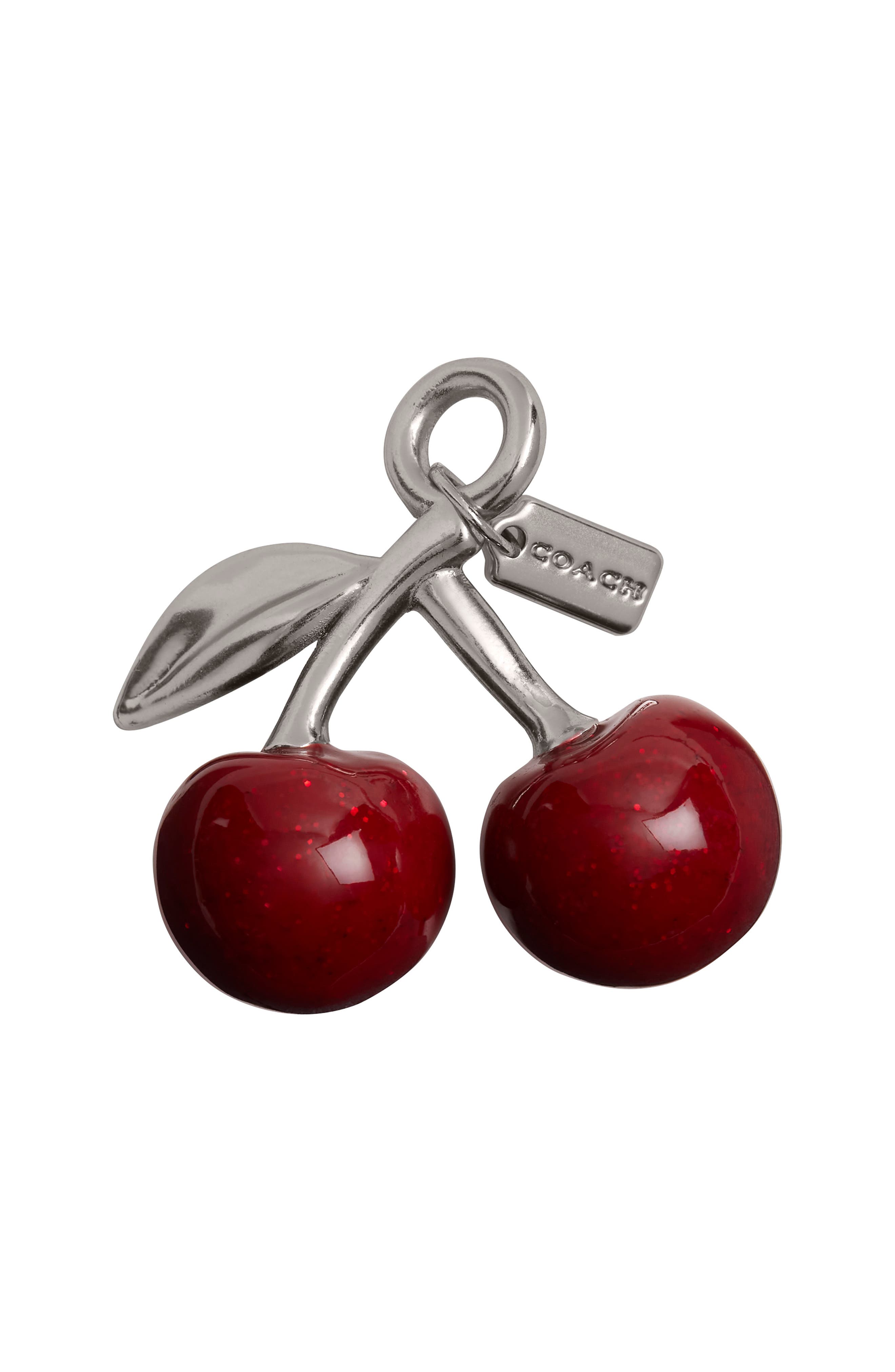 Small Cherry Shoe Charm, Main, color, RED