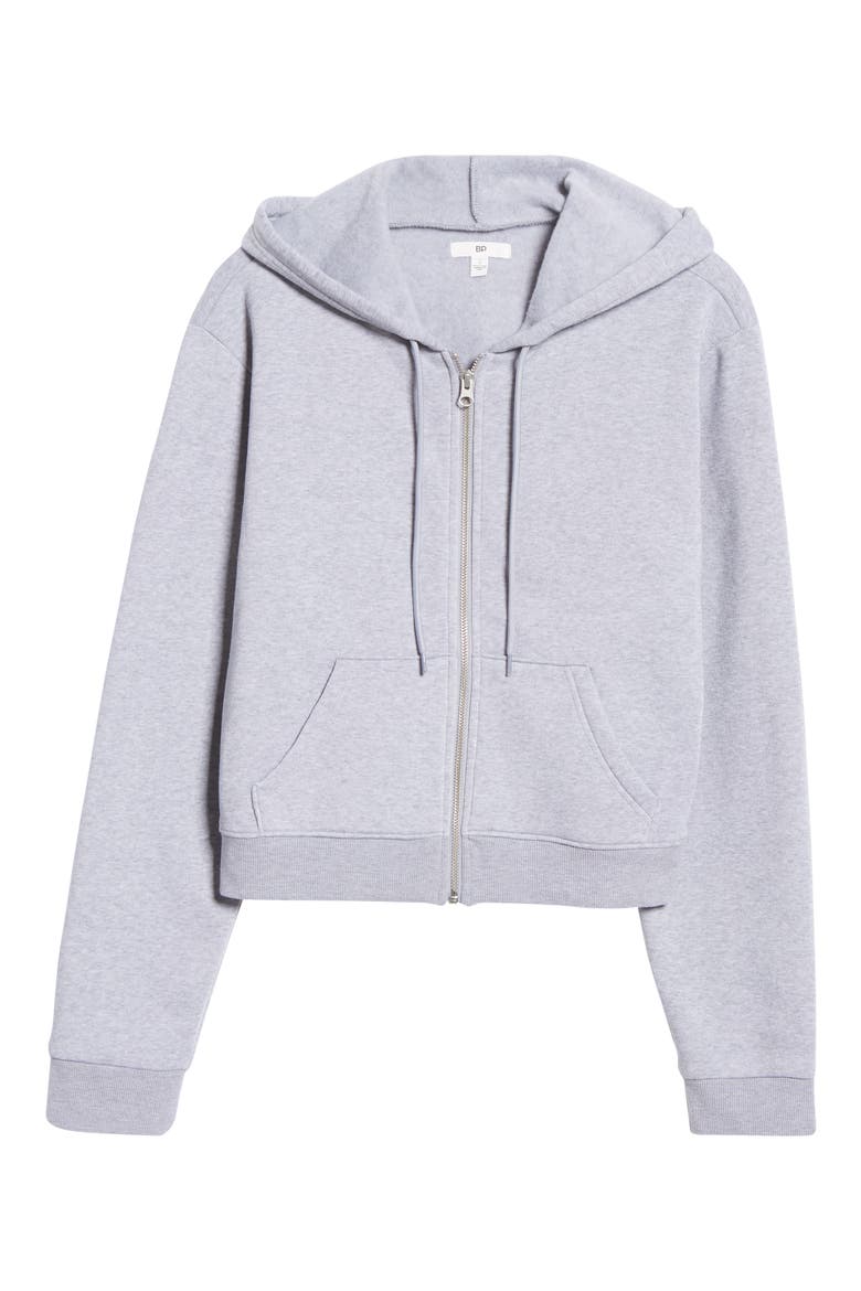 Crop Zip Hoodie, Alternate, color, GREY LIGHT HEATHER