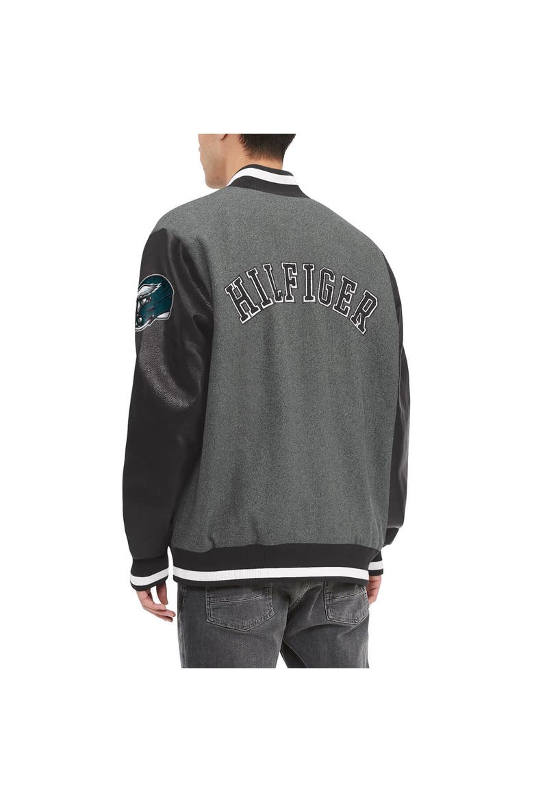 Men's Tommy Hilfiger  Heather Gray/Black Philadelphia Eagles Gunner Full-Zip Varsity Jacket, Alternate, color, Heather Gray