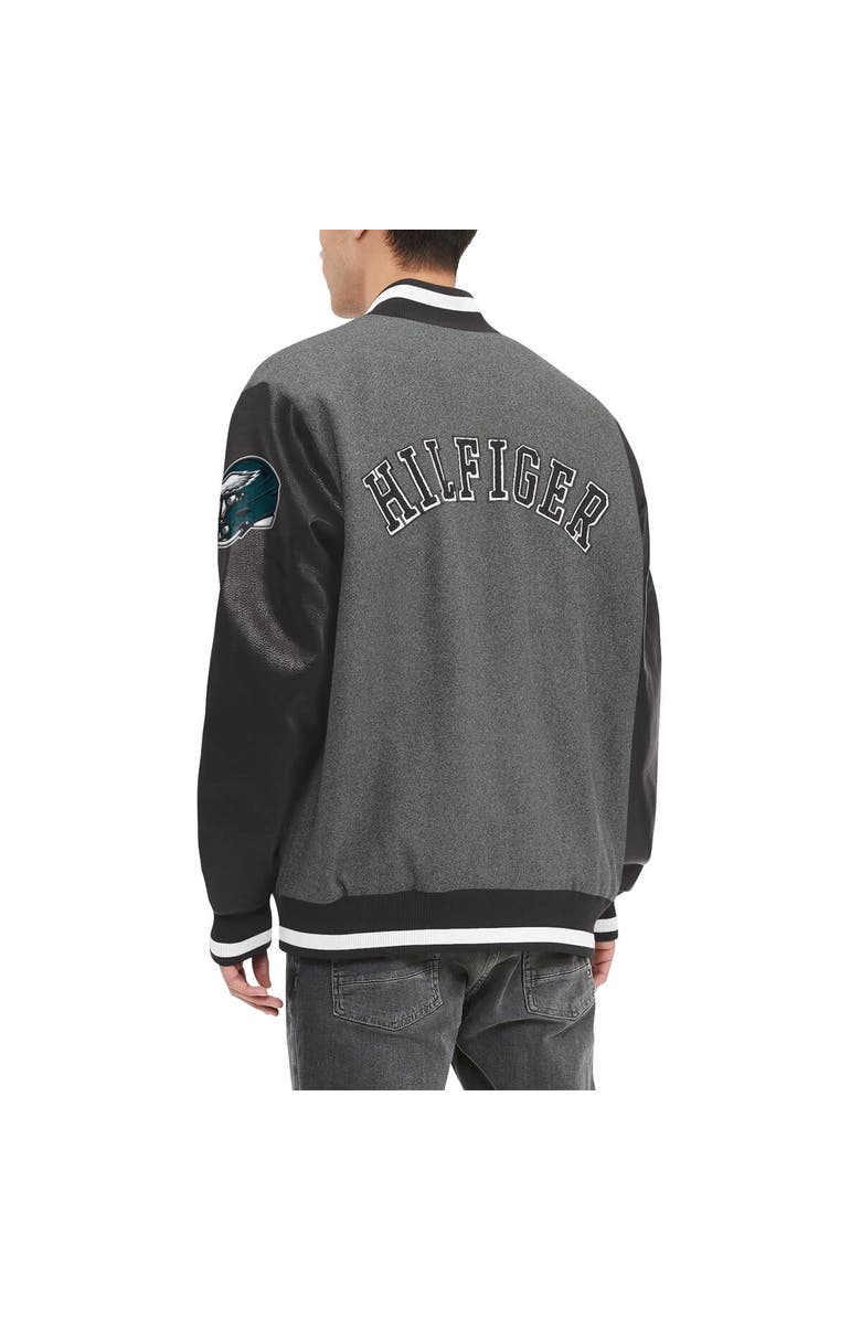 Tommy Hilfiger Men's Tommy Hilfiger  Heather Gray/Black Philadelphia Eagles Gunner Full-Zip Varsity Jacket, Alternate, color, Heather Gray