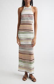 Missoni Flame Space Dye Stripe Knit Halter Neck Dress