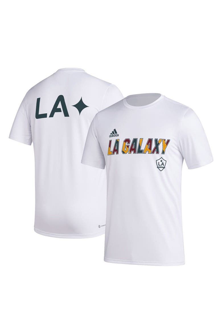 Men's adidas White LA Galaxy Team Jersey Hook AEROREADY T-Shirt, Main, color, White