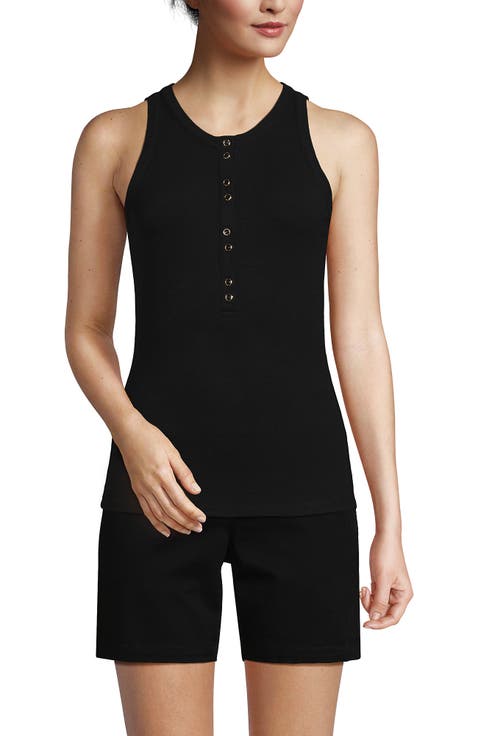 Drapey Rib Fitted Henley Tank Top