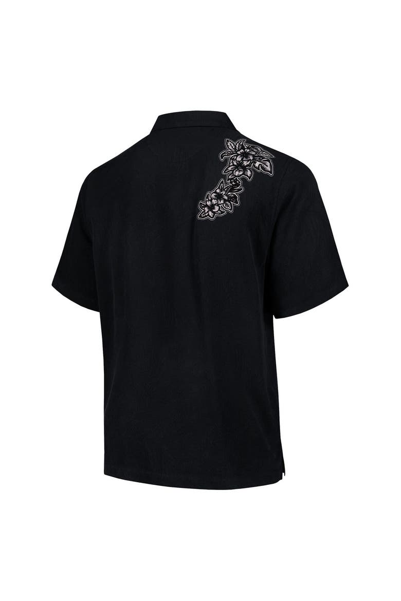 Men's Tommy Bahama Black Philadelphia Eagles Hibiscus Camp Button-Up Shirt, Alternate, color, Black