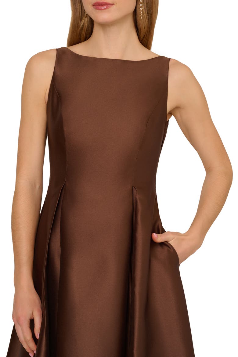 SLVLSS TEA LENGTH DRESS, Alternate, color, ESPRESSO