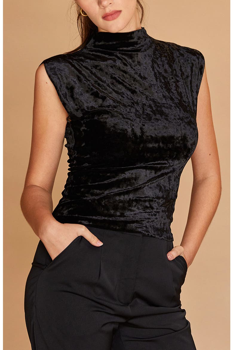 Crushed Velvet Top, Alternate, color, Black