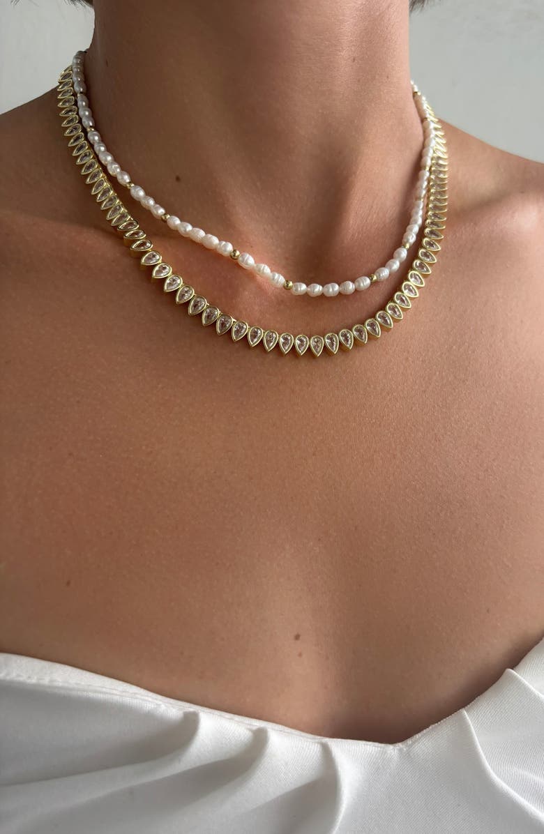 st. Moran Pear Crystal Collar Necklace, Alternate, color, Gold
