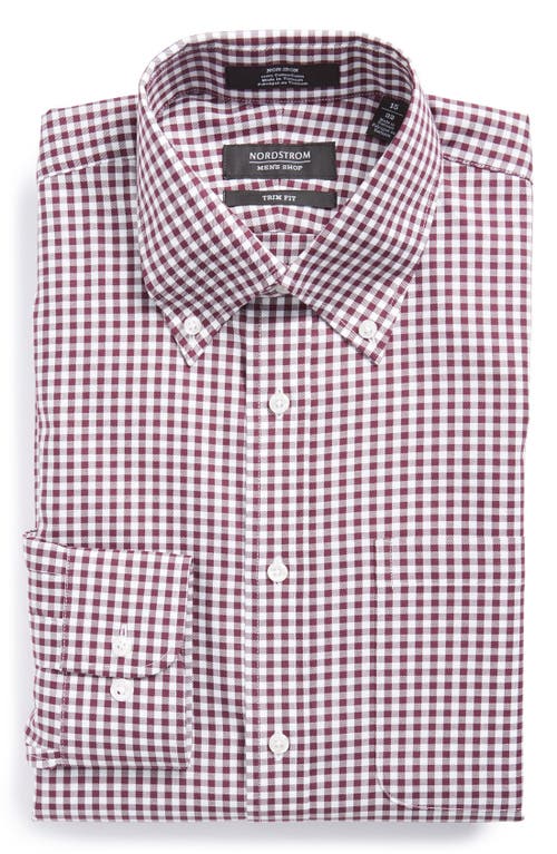 NORDSTROM MEN'S SHOP Trim Fit Non-Iron Gingham Dress Shirt in Purple Nectar 