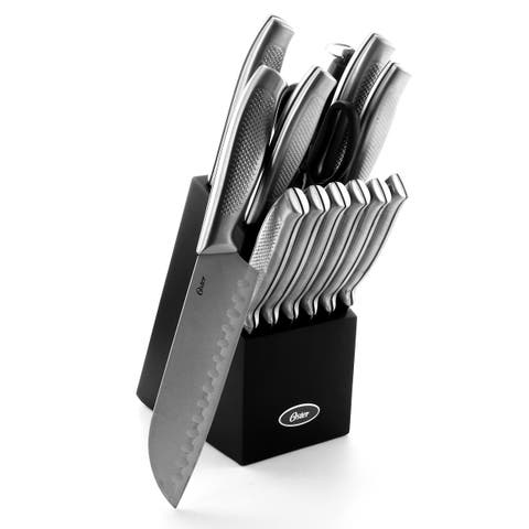 Edgefield 14 Piece Stainless Steel Cutlery Knife Set with Black Knife Block