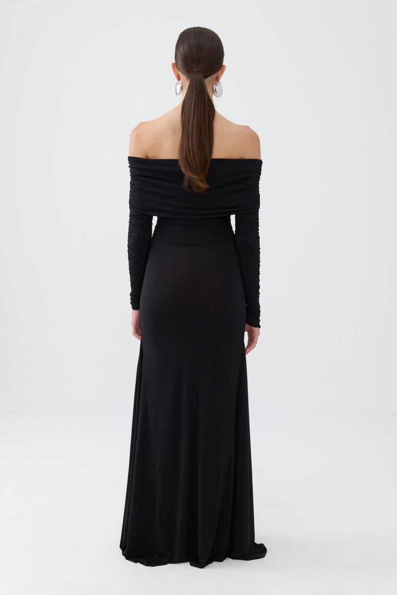 Off-The-Shoulder Maxi Dress, Alternate, color, Black