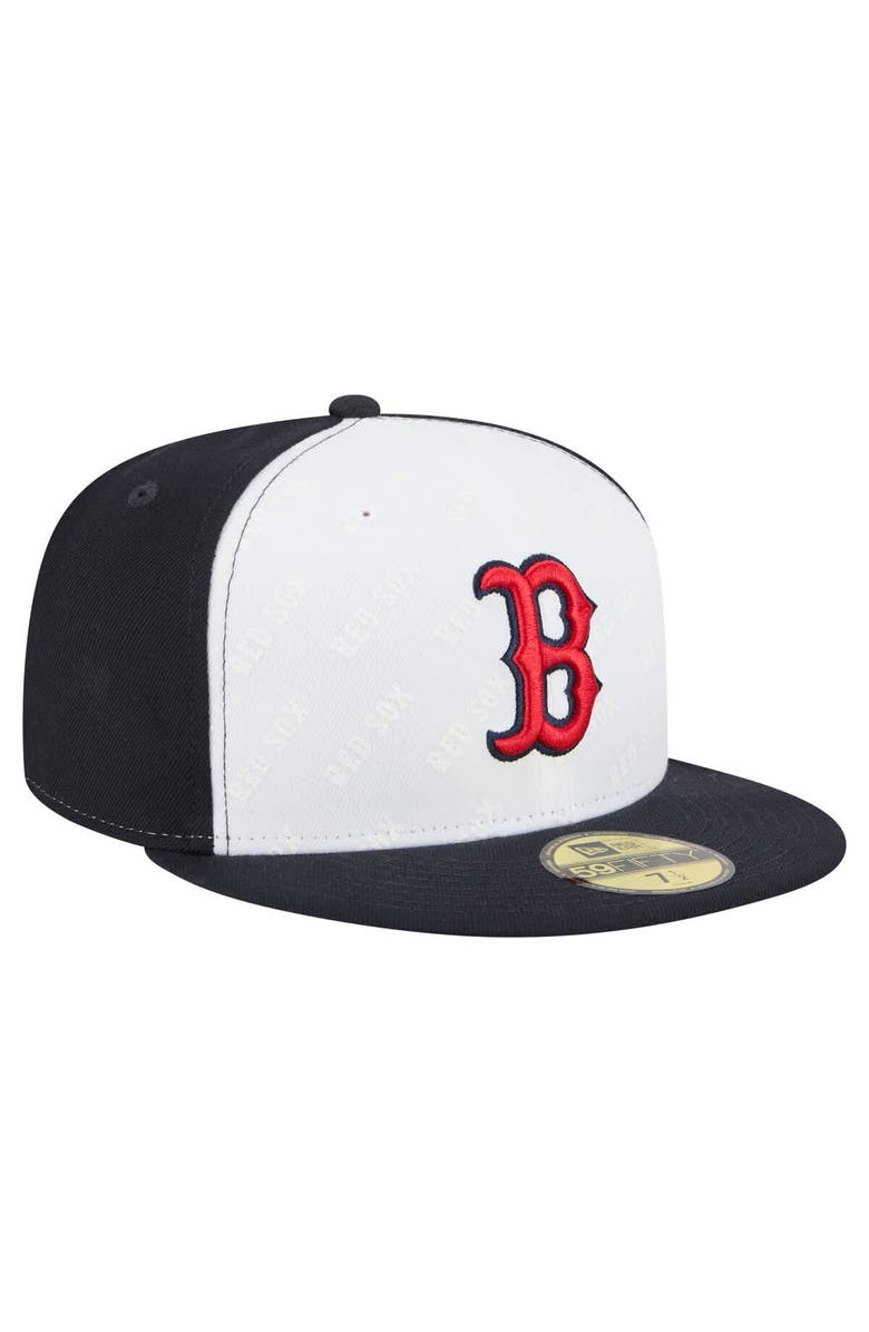 New Era Men's New Era White/Navy Boston Red Sox Repeat 59FIFTY Fitted Hat, Alternate, color, White