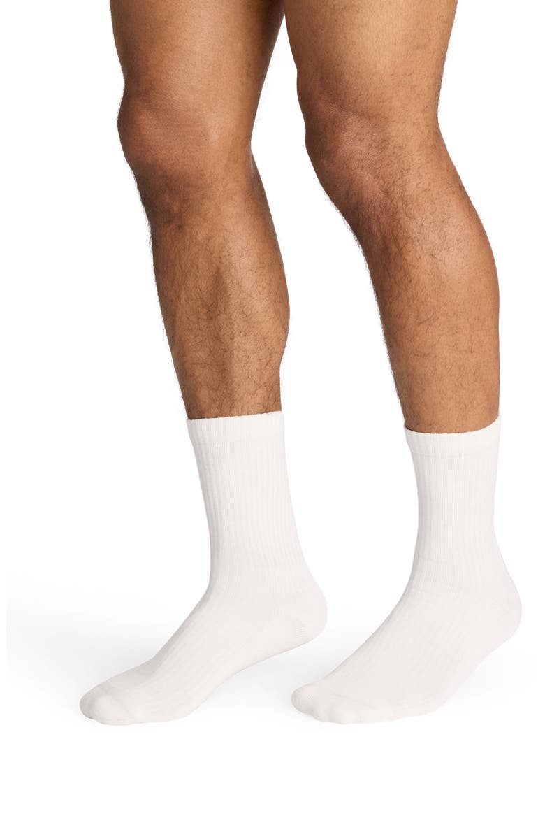 Supima® Cotton Slub Half Calf Socks, Alternate, color, SOFT WHITE