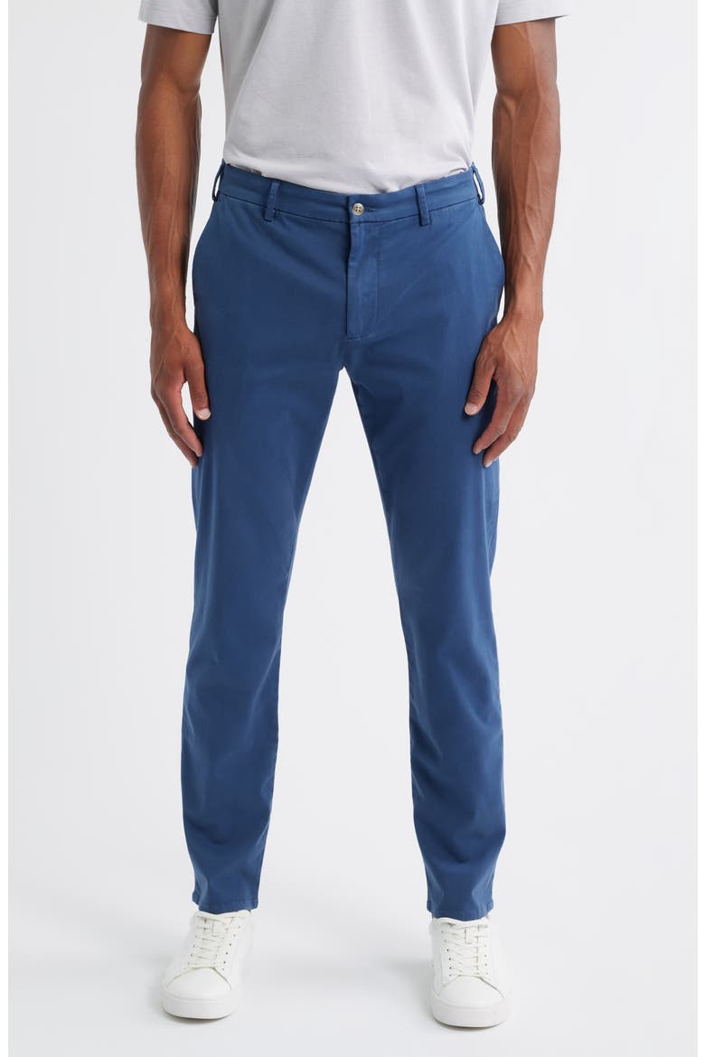 Signature Sateen Flat Front Pants, Main, color, NAVY