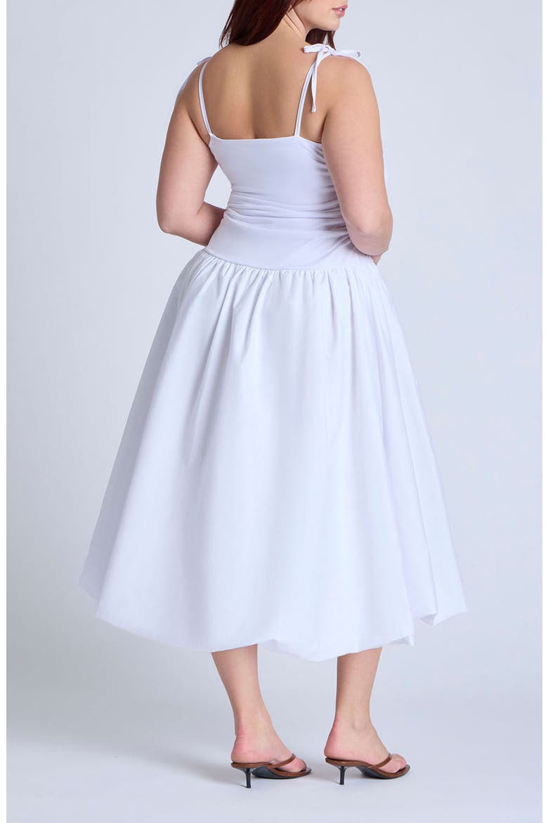 Mixed Media Bubble Hem Midi Dress, Alternate, color, NEUTRAL CREAM
