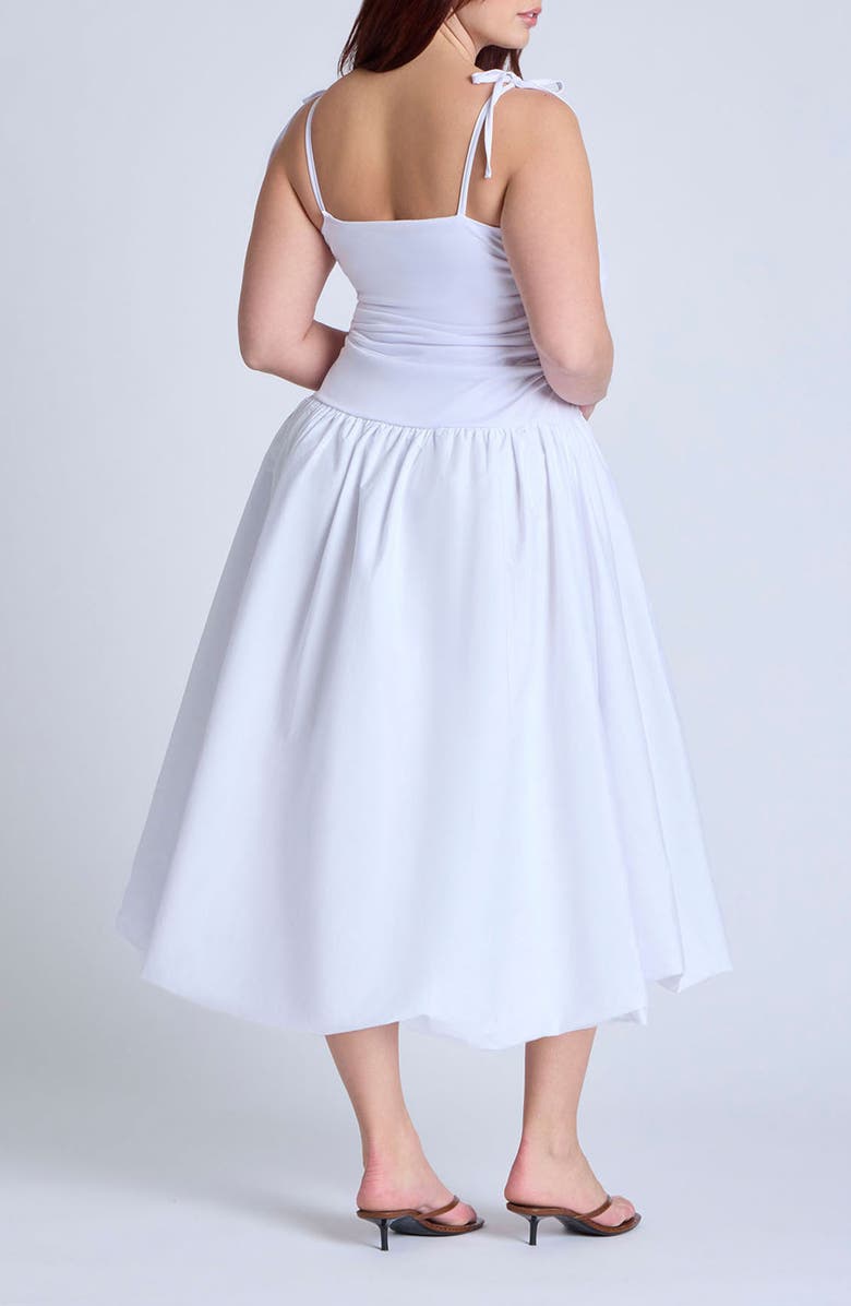 ELOQUII Mixed Media Bubble Hem Midi Dress, Alternate, color,