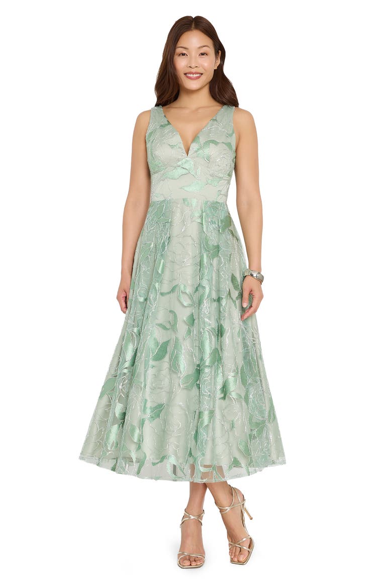 Metallic Soutache Sleeveless Midi Dress, Alternate, color, WILLOW/ SILVER
