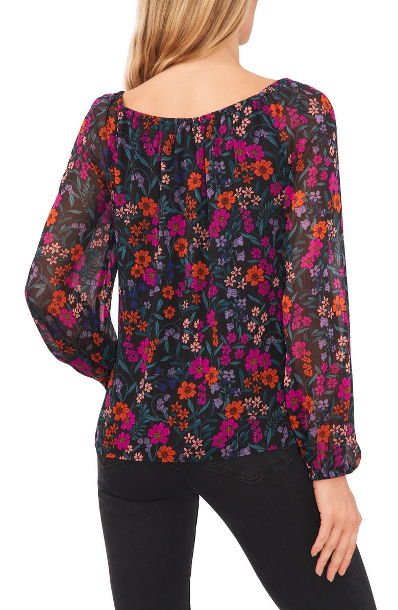 CeCe Floral Print Square Neck Blouse, Alternate, color, 