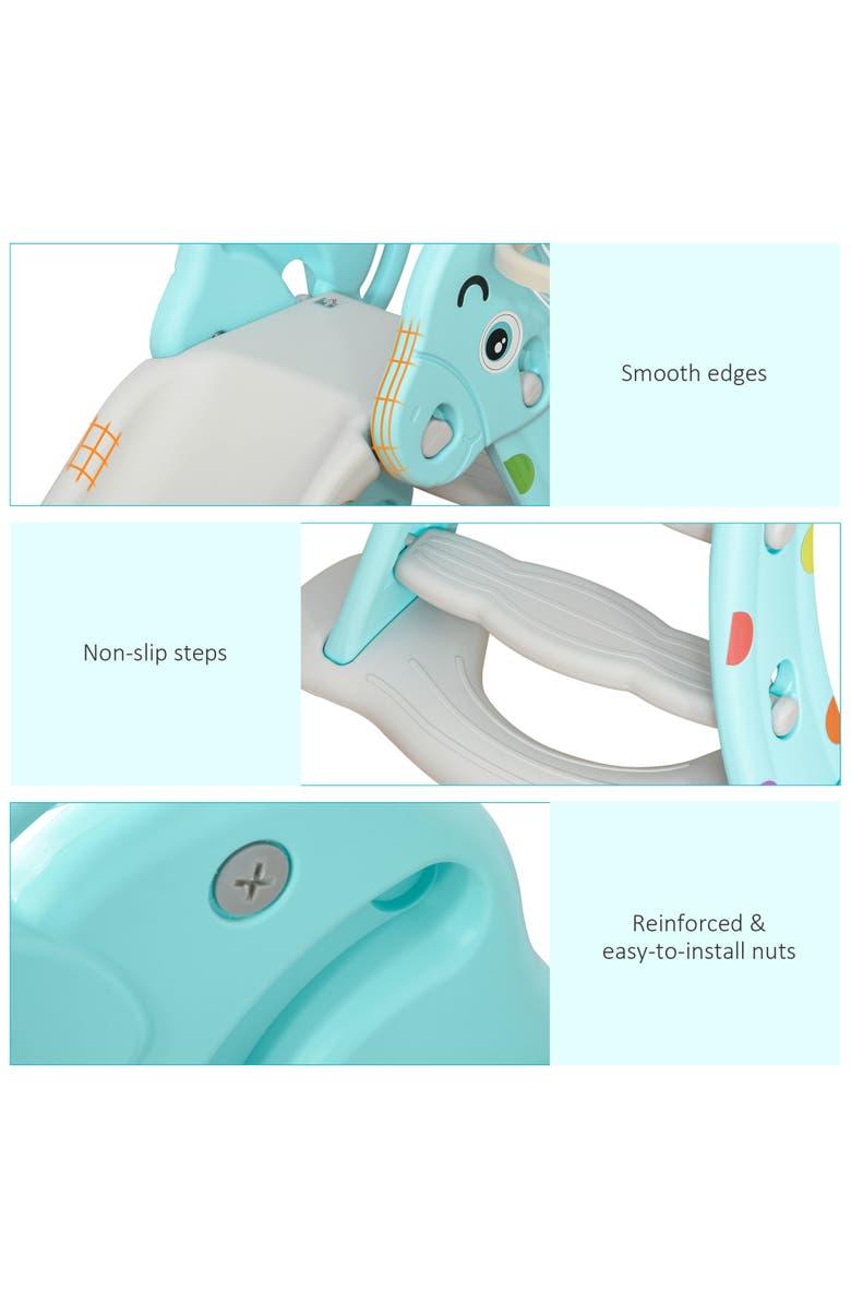 Qaba 2-in-1 Kids Slide, with Basketball Hoop, Indoor/Outdoor, Alternate, color, Blue, Grey