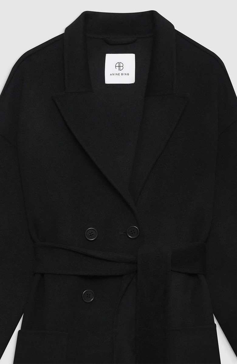 ANINE BING Dylan Cashmere Blend Coat, Alternate, color, Black