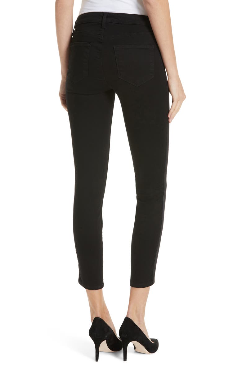 L'AGENCE Margot Tuxedo Stripe Crop Skinny Jeans, Alternate, color, 