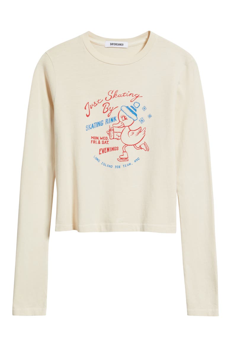 Just Skating By Long Sleeve Cotton Graphic T-Shirt, Alternate, color, DIRTY WHITE