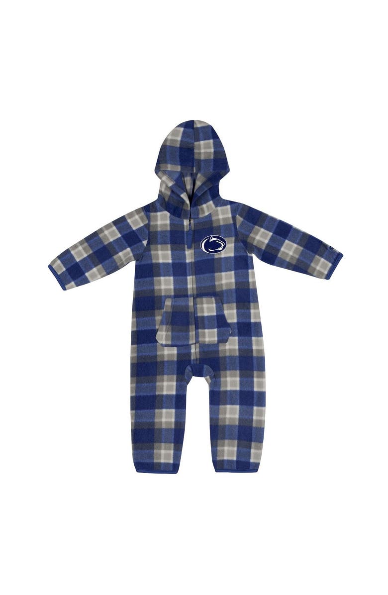 COLOSSEUM Infant Colosseum Navy/Gray Penn State Nittany Lions Farays Plaid Full-Zip Hoodie Jumper, Main, color, 