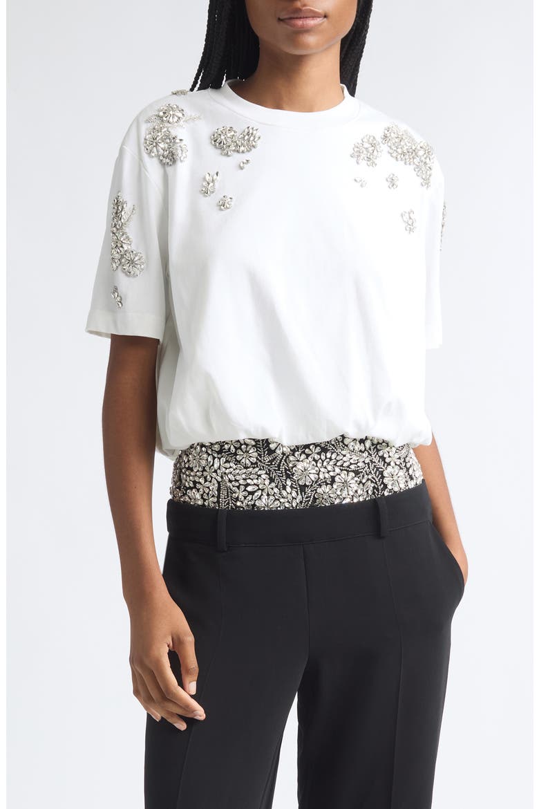 Davini Crystal Ivy Bubble Hem Top, Main, color, WHITE
