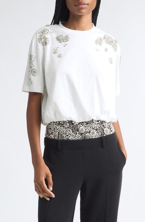 Davini Crystal Ivy Bubble Hem Top