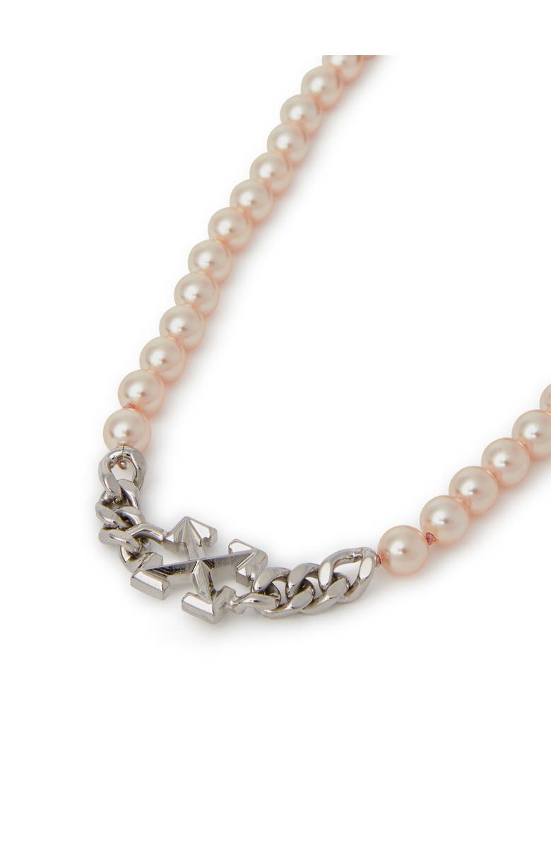 Off-White ARROW PEARL FULL NECKLACE SILVER -SOFT PINK, Alternate, color, Pink Pearl