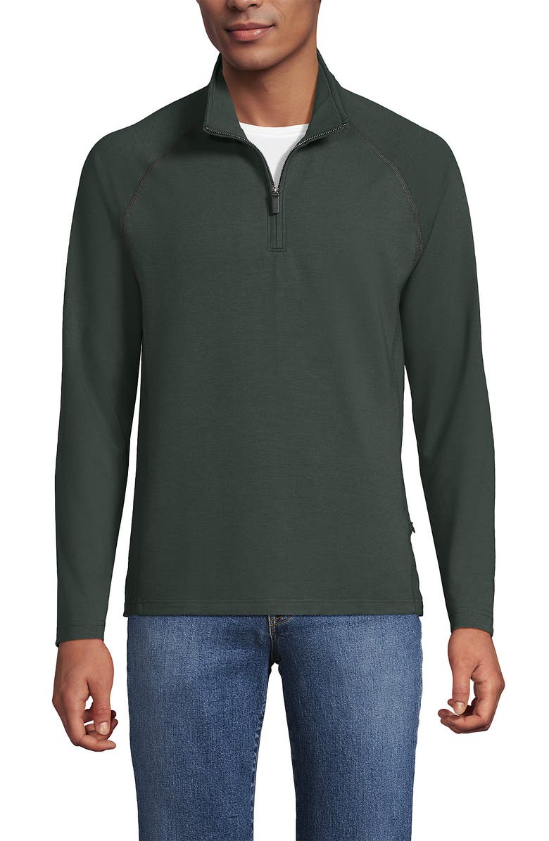 Lands' End Long Sleeve Raglan Hybrid Quarter Zip, Main, color, Evening Forest