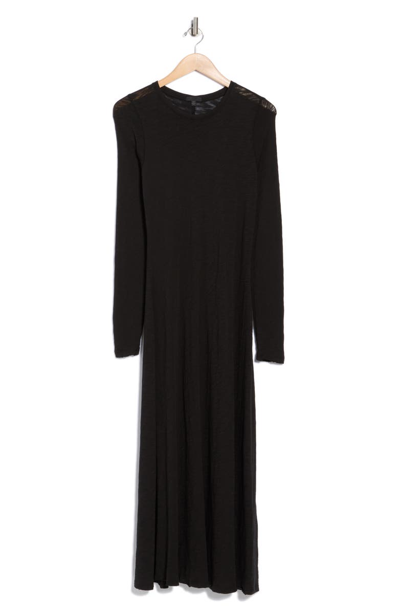 ATM Anthony Thomas Melillo Long Sleeve Cotton Slubbed Jersey Maxi Dress, Alternate, color, Black
