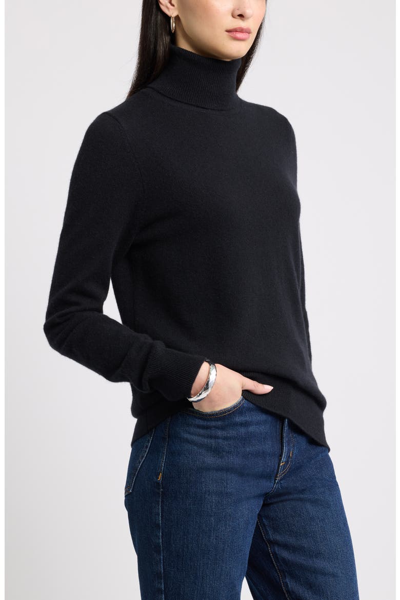 Classic Cashmere Turtleneck Sweater, Alternate, color, BLACK ROCK