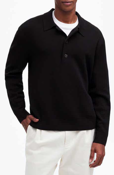 Three-Button Merino Wool Polo Sweater