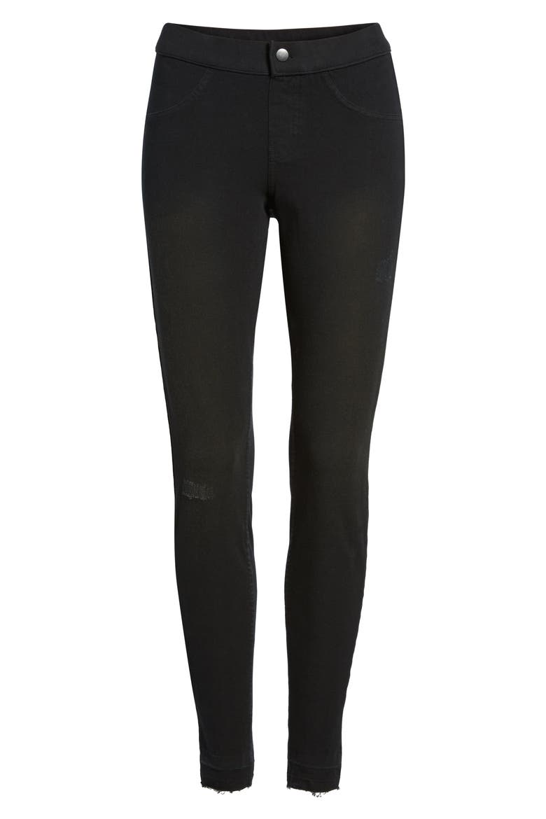 Selvedge Edge Denim Leggings, Alternate, color, BLACK