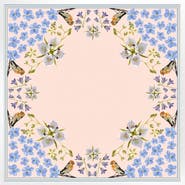 Matty Miller Studio 100% Silk Scarf Pink Gentian - Wildflower Bird Design