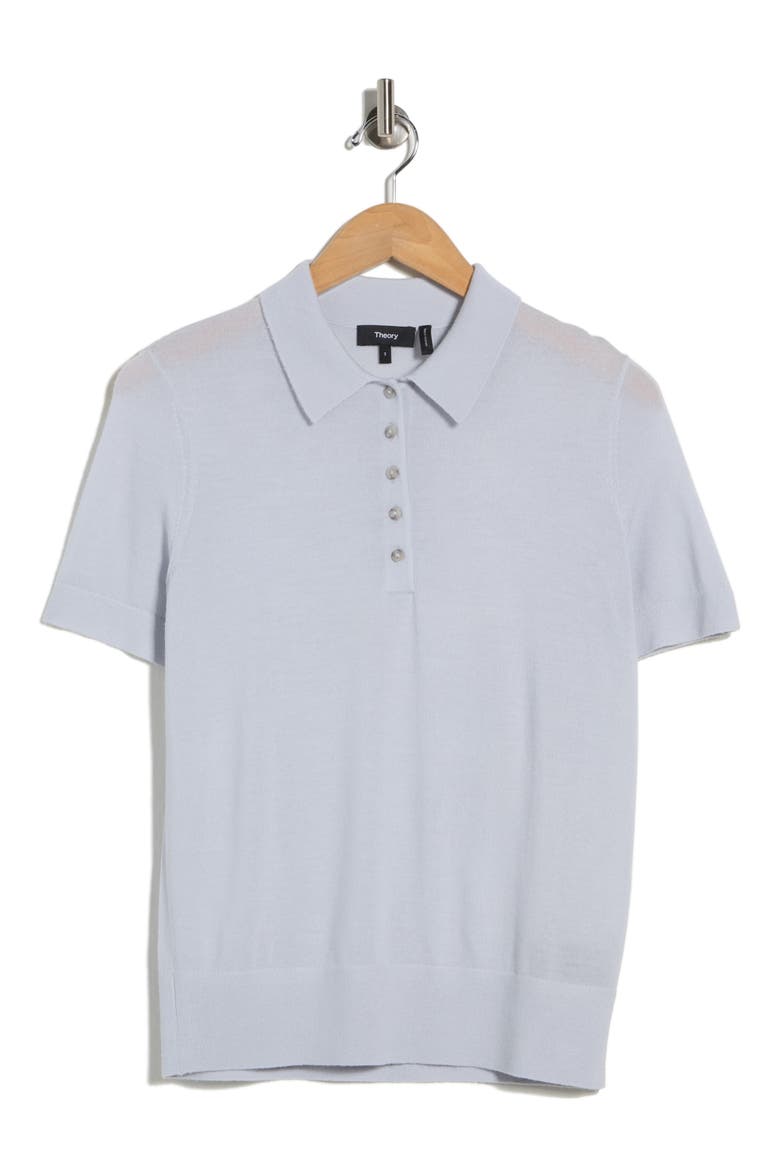 Short Sleeve Wool Polo, Alternate, color, MOON GREY