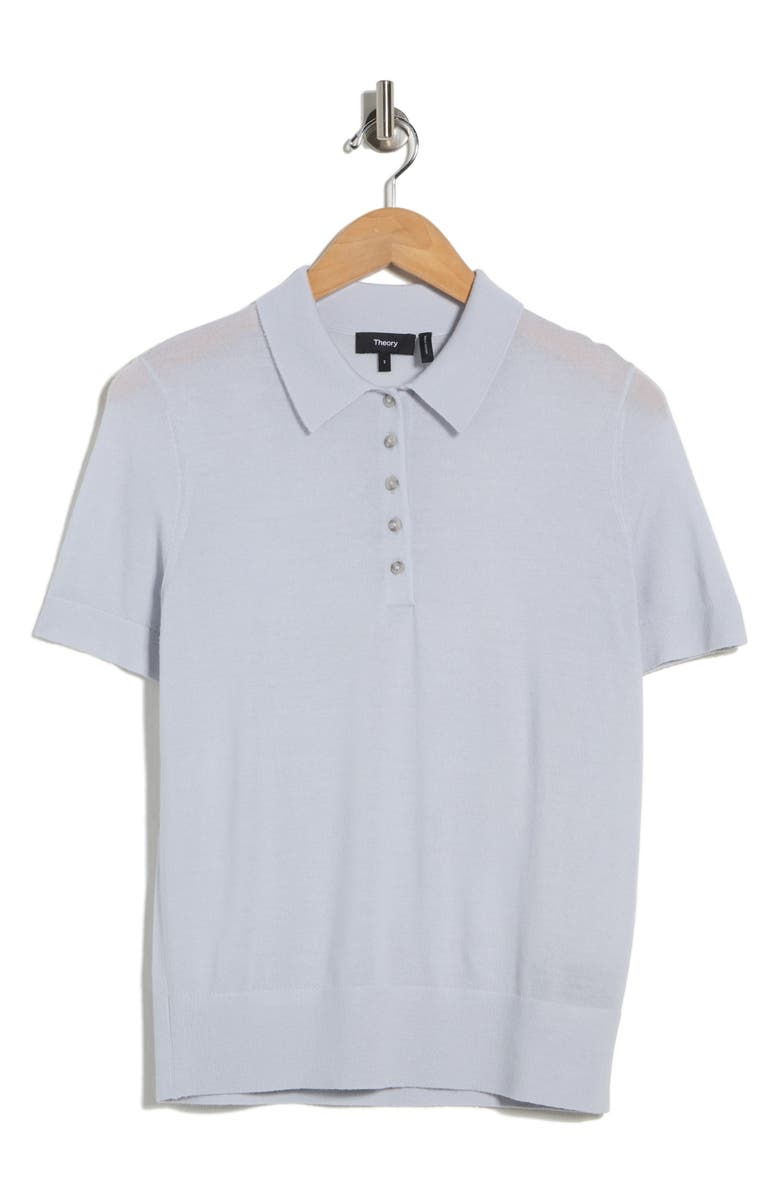 Theory Short Sleeve Wool Polo, Alternate, color, Moon Grey