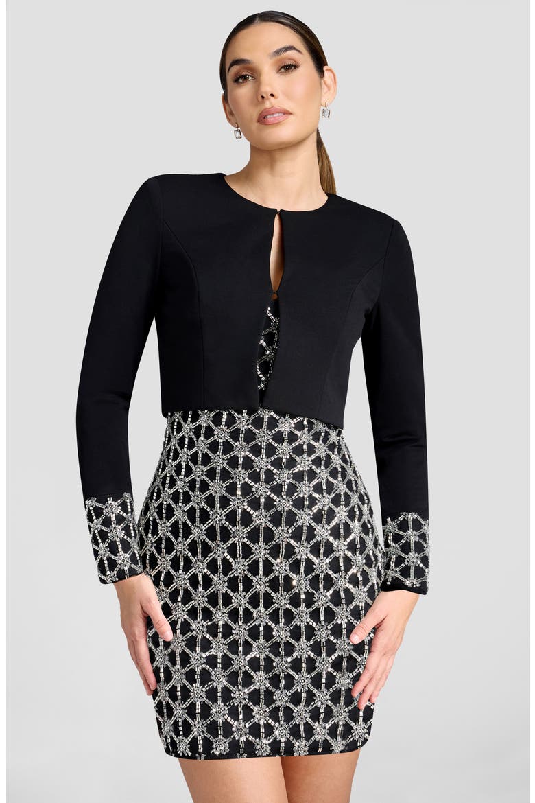 Andra Embellished Jacket, Alternate, color, BLACK-SILVER