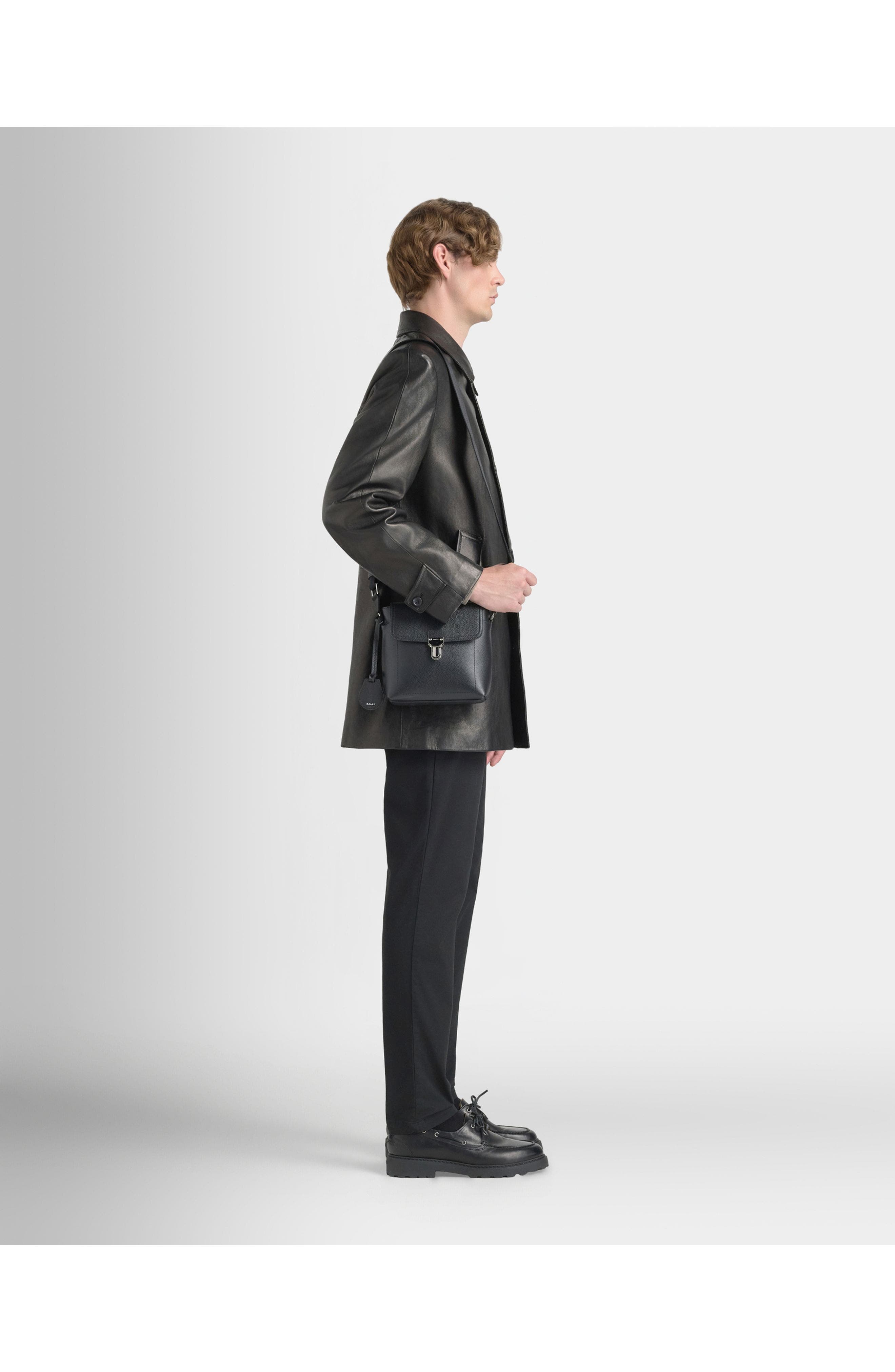 Bally Capitol Crossbody Bag in Bovine Leather, Alternate, color, Black+Palladio