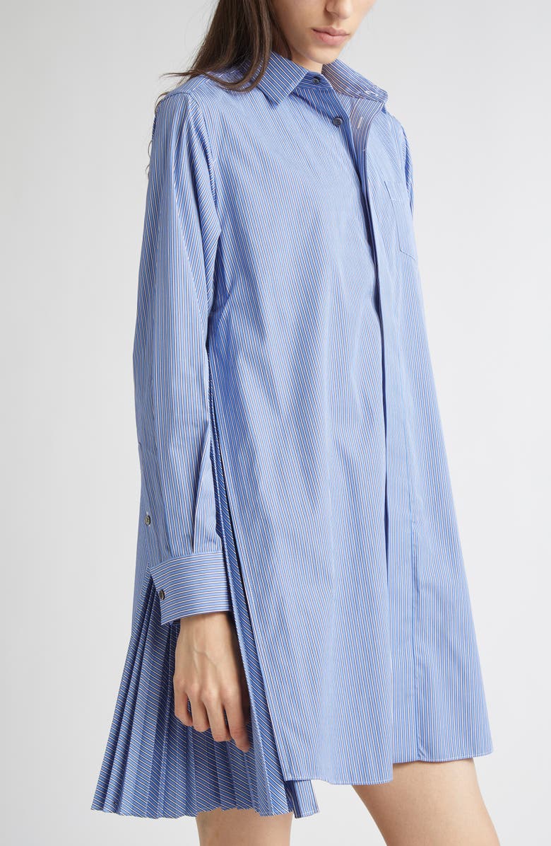 Sacai Stripe Long Sleeve Poplin Shirtdress, Alternate, color, Blue Stripe