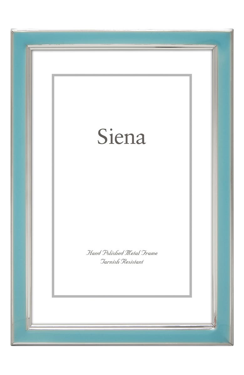 Siena Enamel & Silvertone 5 x 7-Inch Picture Frame, Main, color, Light Blue