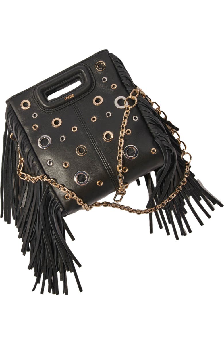 maje Leather M mini bag with eyelets, Alternate, color,