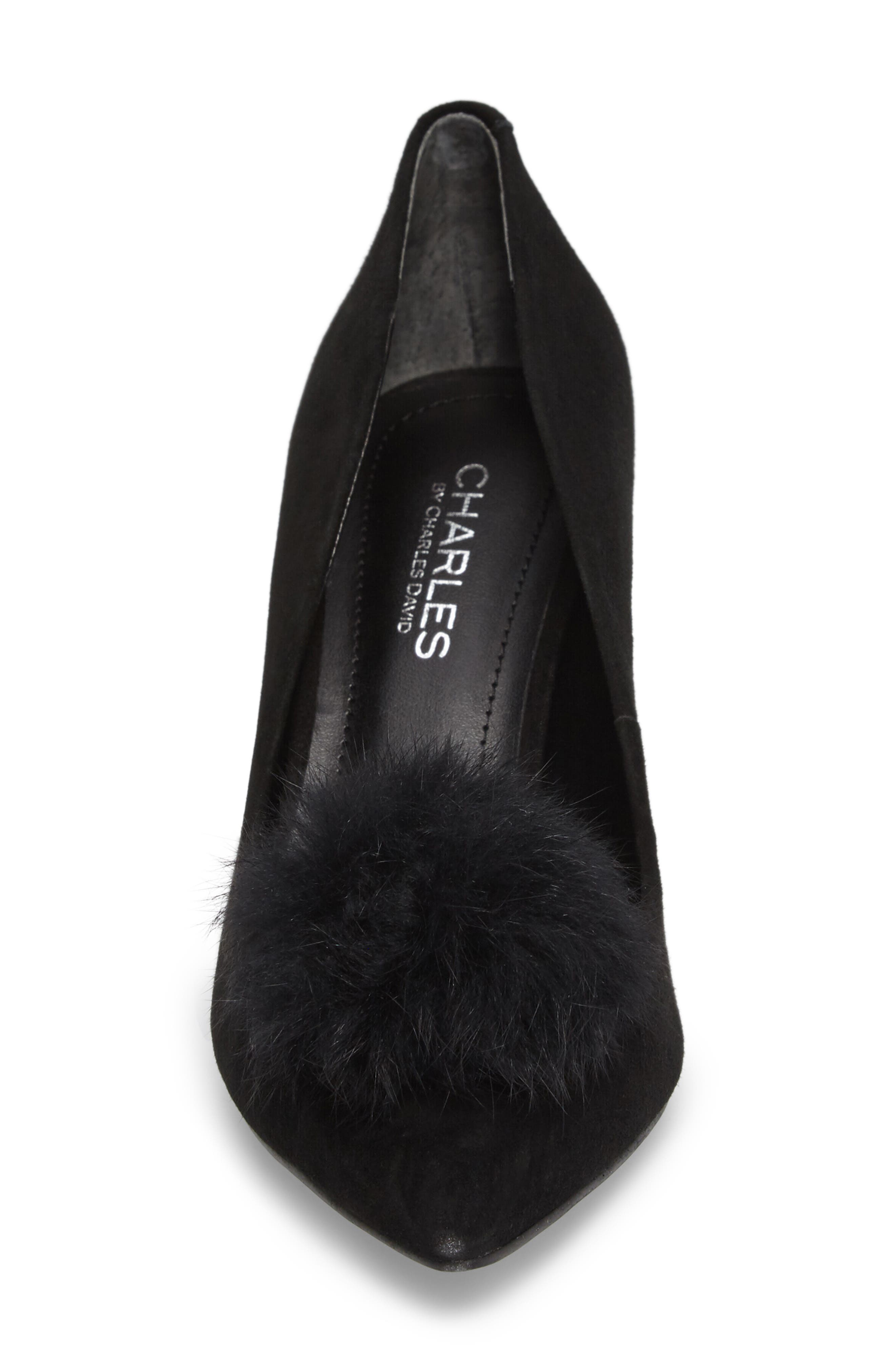 Charles by Charles David Sadie Genuine Rabbit Fur Pom Pump, Alternate, color, 
