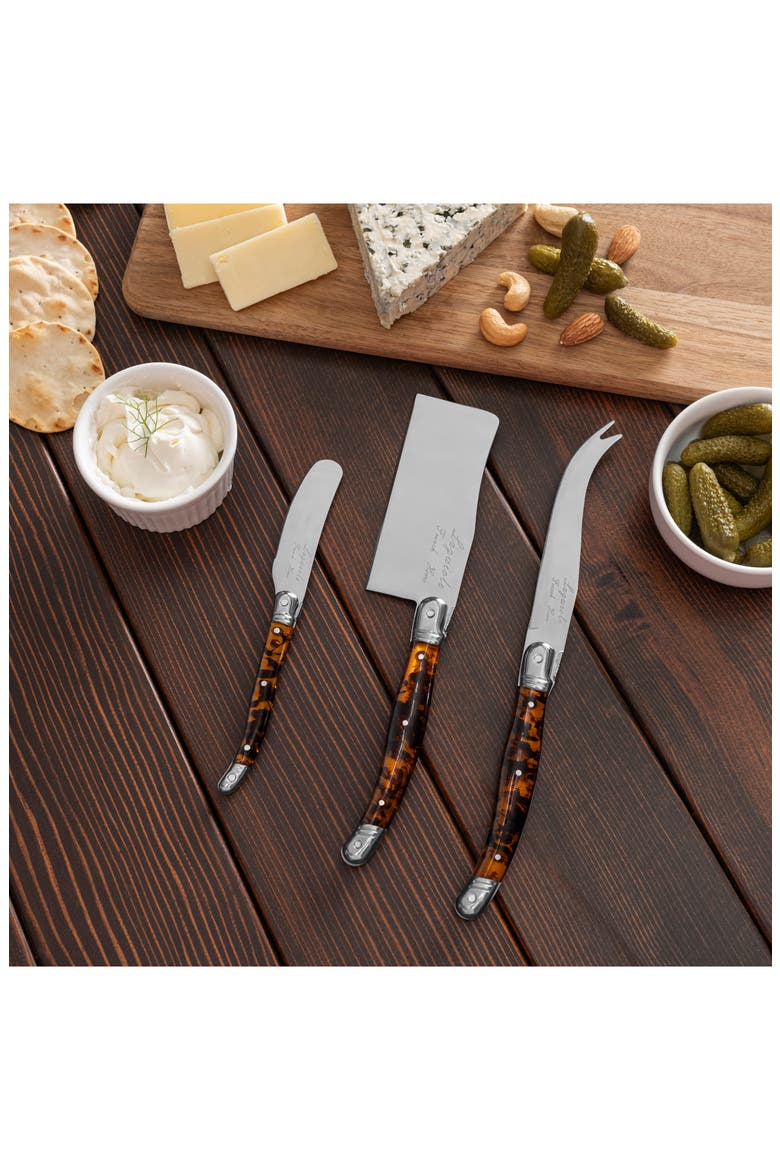 Laguiole 3-Piece Cheese Knife Set, Alternate, color, TORTOISE SHELL