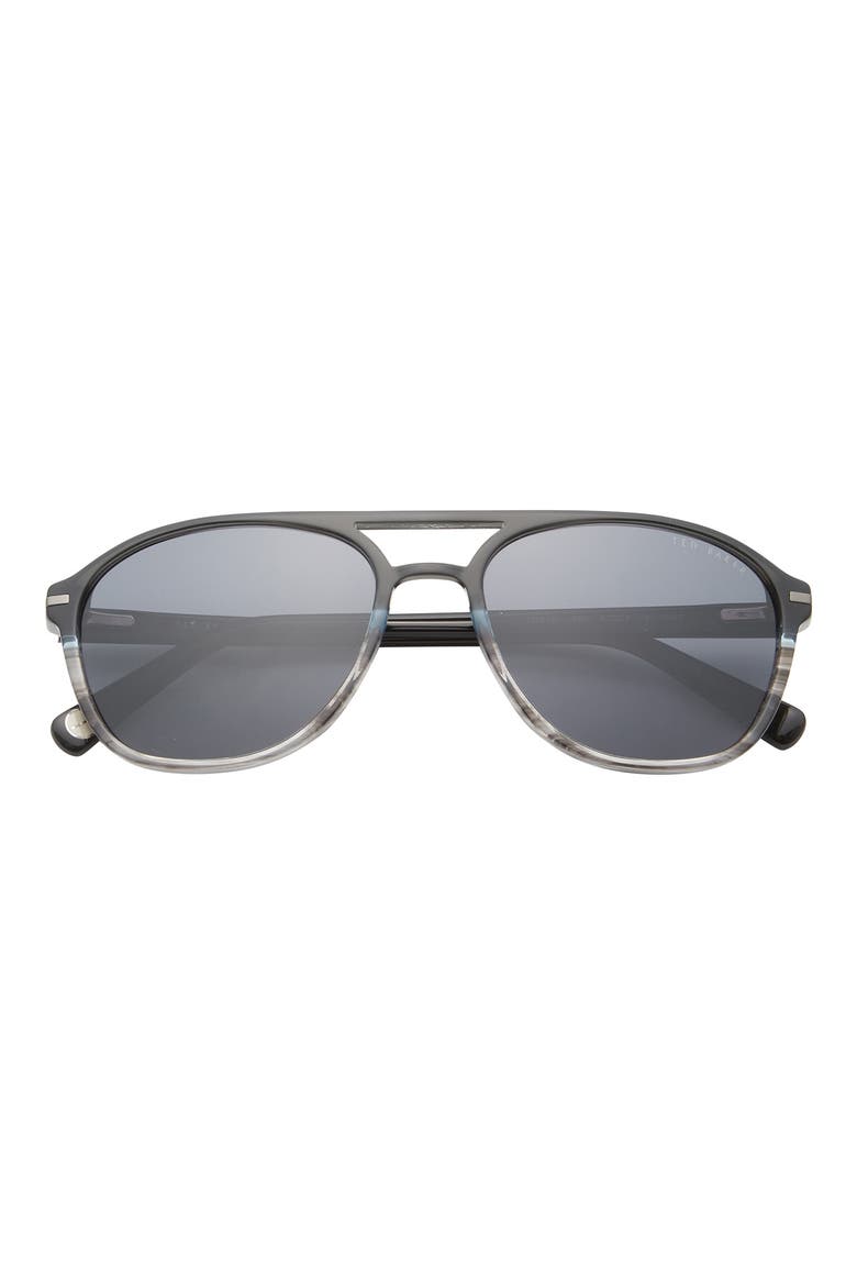 57mm Polarized Aviator Sunglasses, Main, color, GREY
