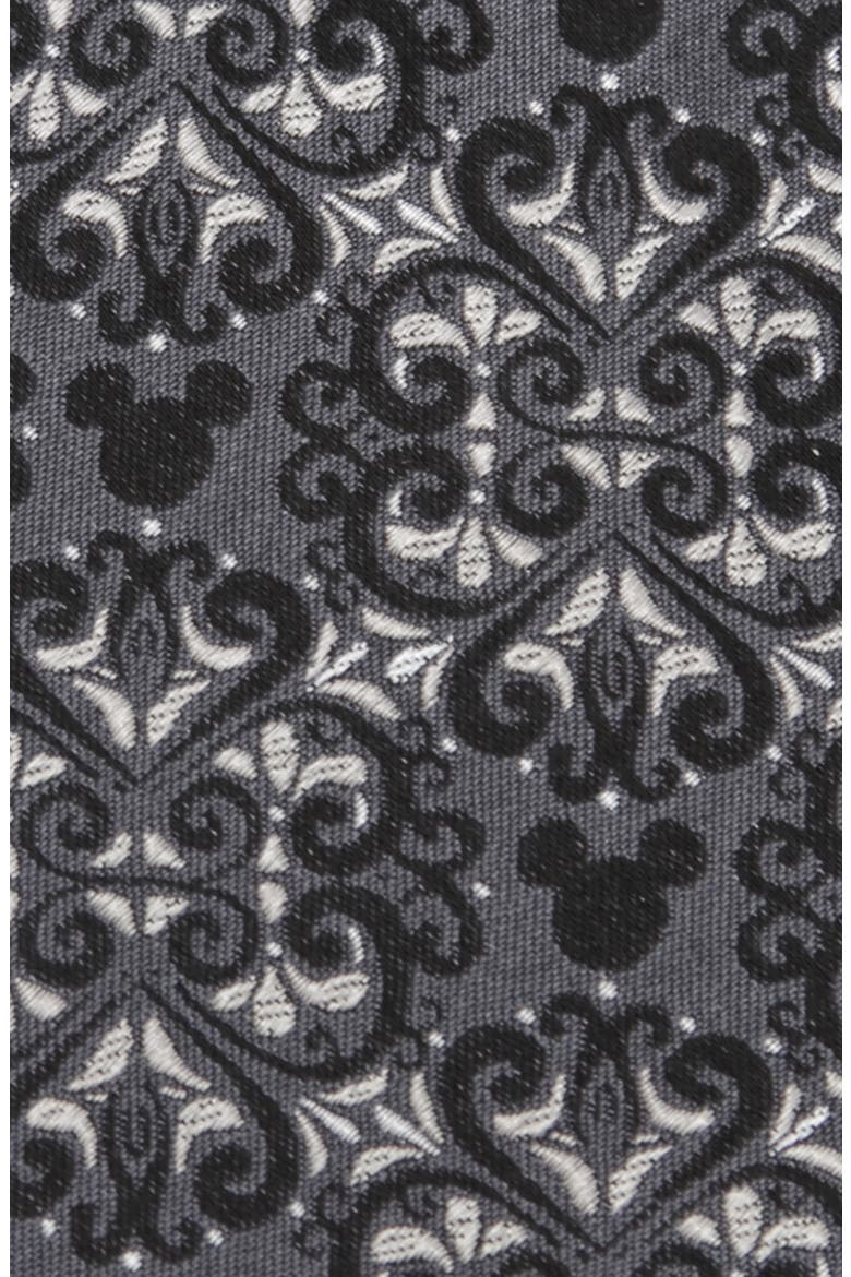 x Disney Mickey Mouse Damask Tile Silk Tie, Alternate, color, GRAY