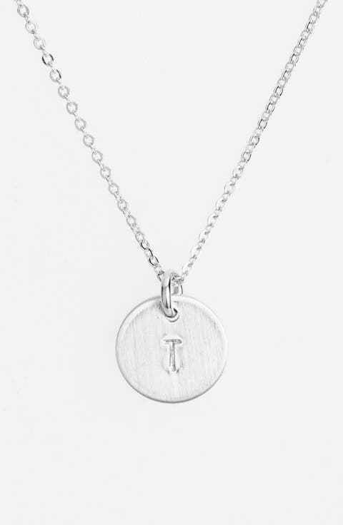 Sterling Silver Initial Mini Disc Necklace